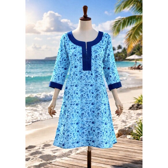 Cabana Life Dresses & Skirts - Cabana Life Paisley Blue Tunic Aqua Dress Cover Up UPF 50 Women Size Small NWT
